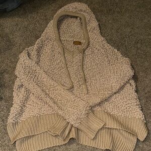 POL Textured Cream Hooded Sweater